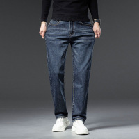 超柔双芯高级棉弹直筒牛仔裤男士秋冬新款高端商务中年休闲裤百搭