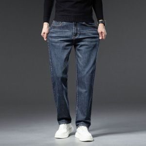 超柔双芯高级棉弹直筒牛仔裤男士秋冬新款高端商务中年休闲裤百搭