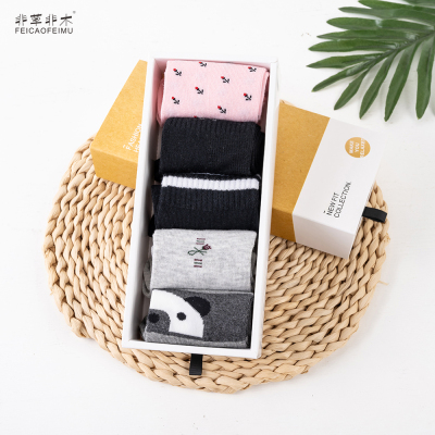 非草非木 防臭袜吸汗抑菌 竹纤维女袜四季款5双套装 FM-3176(盒)