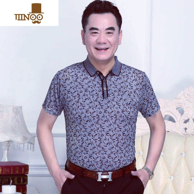 中年男士短袖T恤40-50岁带领爸爸夏装中老年有口袋父亲夏衣丅