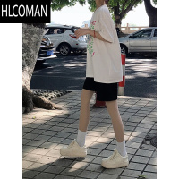 HLCOMAN黑色运动短裤男女同款新款夏季条纹宽松外穿显瘦休闲学生三五分裤