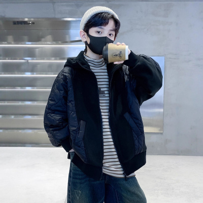 男童棉服冬季新款潮中大童棉衣加厚洋气儿童羊羔绒外套秋冬款