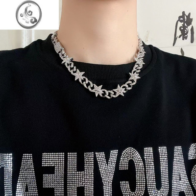 JiMi欧美镶钻古巴链子项链男女潮牌小众嘻哈夸张不掉色高街锁骨链配饰