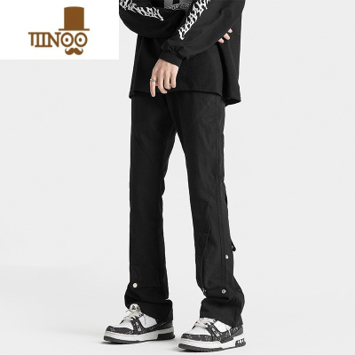 YANXU美式排扣微喇裤子男夏季高街vibe直筒工装裤复古百搭伐木休闲长裤