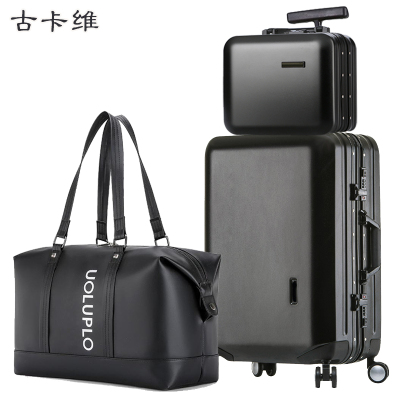 古卡维 子母行李箱包套装 黑色28寸铝框款+旅行包6009TF