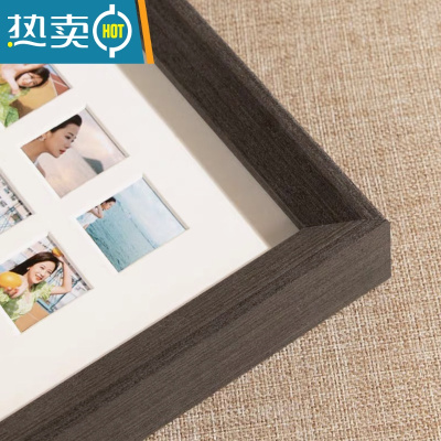 敬平画框九宫格diy相框定制实木挂墙情侣闺蜜生日七夕创意礼物 哑光黑实木框 16宫格[相框30*30cm]