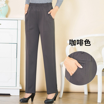 迪鲁奥(DILUAO)中年妈妈裤子女2021新款长裤秋冬加绒加厚常规中老年秋装女裤