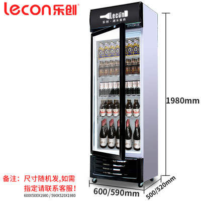 Lecon/乐创 单门黑色-新款 风冷展示柜冷藏柜红黑色商用冰柜冰箱啤酒饮品保鲜柜饮料柜单门冷柜300 LC-ZDG01
