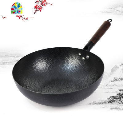 精铁锅章丘工艺手工老式炒锅无涂层锅家用炒菜锅电磁炉燃气适用 FENGHOU 30平底手打锅(免开锅)+组合盖