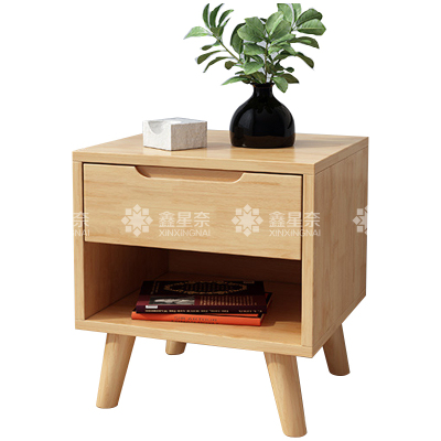 鑫星奈XXN4030703 实木床头柜简约床边柜子收纳柜储物柜 斜脚单抽款