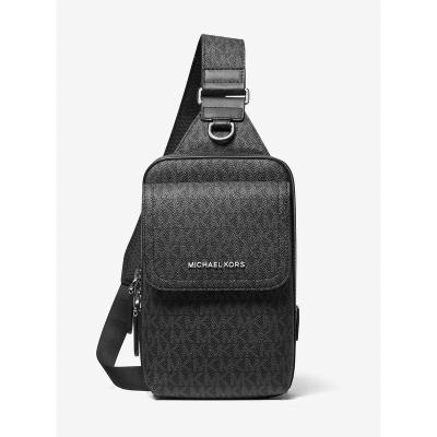 迈克·科尔斯(MICHAEL KORS)男士中号翻盖斜挎包经典logo印花外出