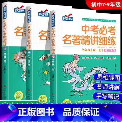 [全2册]中考必考名著精讲细练+名著导读测试卷 七年级/初中一年级 [正版]初中名著导读考点精练七八九年级中考必考名著精