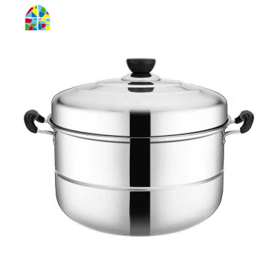 蒸馍锅大号不锈钢烝锅多层钢筋锅加厚蒸笼40CM家用蒸锅不绣刚。 FENGHOU 28cm三层蒸锅(送蒸布)