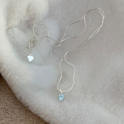 S925纯银蓝白闪锆蛇骨链女极简风设计项链吸睛颈链潮流锁骨链送女朋友老婆情人节七夕生日礼物