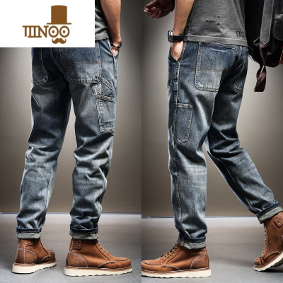 YANXU美式工装牛仔裤子男宽松直筒2022年秋季新款男士复古休闲裤潮