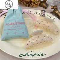 JiMi[Acasa]法式复古ins彩钻果冻米色甜美优雅盘发温柔半抓鲨鱼抓夹