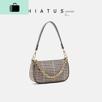 2020早春新款格纹法棍包链条小腋下包简约呢子单肩斜挎迷你手机包NEW LAKE 图片色大量女士单肩包