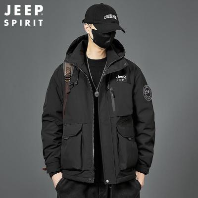 JEEPspirit夹克外套男冬季加棉石墨烯蓄热加厚连帽棉服6321