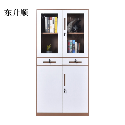东升顺钢制办公柜拆装文件柜套色灰白玻璃门资料柜窄边铁皮柜带锁档案柜