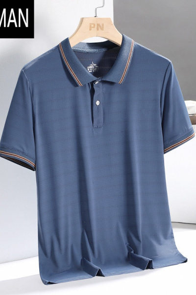 HLCOMAN夏季冰丝t恤男翻领宽松透气速干中老年人爸爸夏装短袖衫上衣