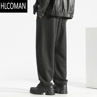 HLCOMAN毛裤子男款裤男裤休闲长裤加厚直筒裤冬季p暖男士卫裤