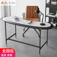 意式轻奢办公桌岩板书桌电脑桌卧室床边桌简约现代家用极简桌子