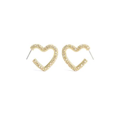 COACH女士潮牌心形耳环镶钻钛合金耳钉小巧百搭日常佩戴耳环送女友礼物