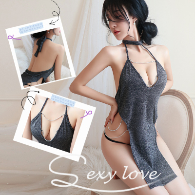 长夜漫漫情趣内衣性感挂脖高开叉连衣裙夜店秘书制服套装诱惑1931
