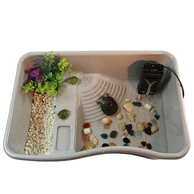 小乌龟缸带晒台水陆缸塑料乌龟盒养乌龟的专用缸带盖巴西龟盆别墅