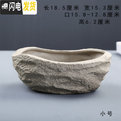 三维工匠水仙花铜钱水培花盆水养的仿石头盆景碗莲睡莲个性创意陶瓷无孔 乳白色F-石-1 中等花盆容器