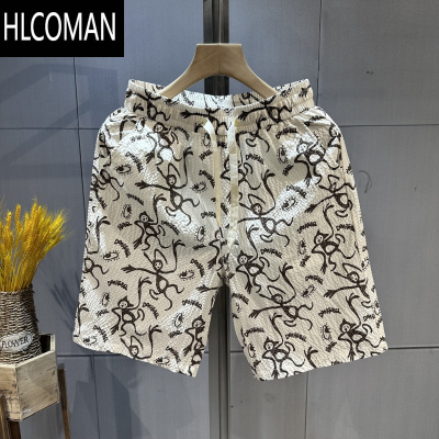 HLCOMAN轻奢印花五分休闲裤男士夏季新品青年流行穿搭速干短裤网红沙滩裤