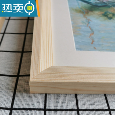 敬平以琳画框油画棒画用四宫格六宫格橡木色胡桃木色相框摆台挂墙用平 A-P01实木斜边 木框内径35*26+3宫格+照片