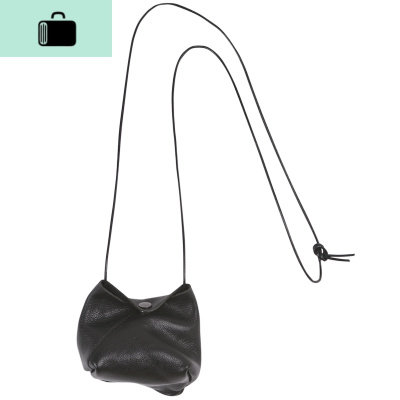 隐觅 山本风暗黑系里美复古男女小零钱包单肩斜跨牛皮小包钥匙包NEW LAKE 黑色