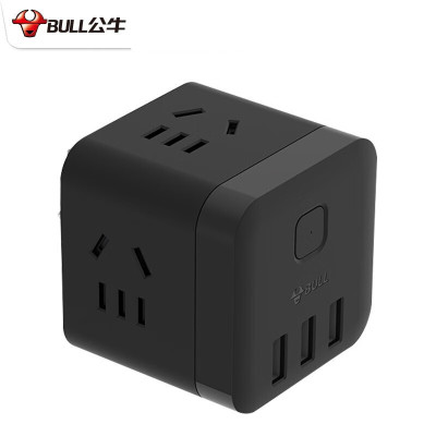 公牛(BULL)无线魔方USB插座 3USB接口+3插孔 黑色 GN-U303WH(单位:个)