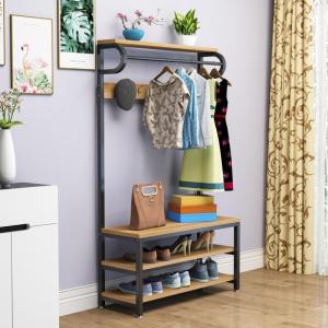 森美人落地衣帽架带鞋架衣架组合卧室鞋帽架一体厅衣帽架客厅用挂衣架