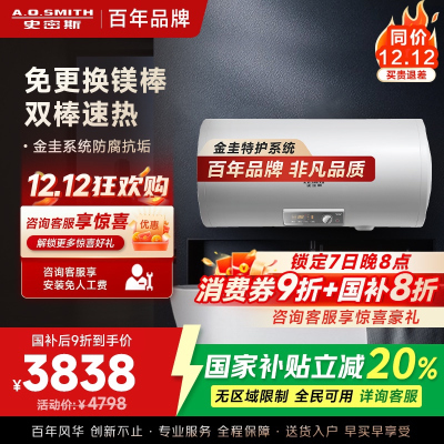 AO史密斯100升电热水器金圭内胆免更换镁棒E100MDG