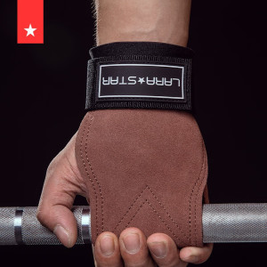 劳拉之星0776硬拉助力带健身手套女握力带护腕护掌牛皮引体向上