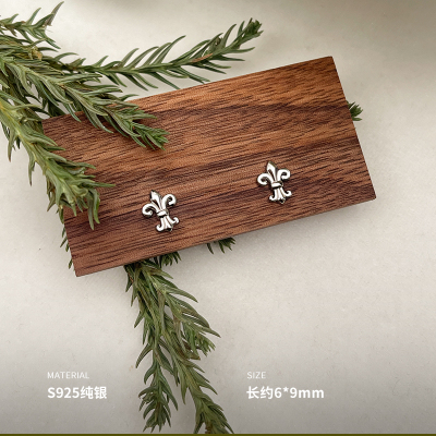 925纯银鸢尾花耳钉女耳环耳饰小众个性高级感时尚2025礼物送女朋友老婆情人节七夕生日礼物