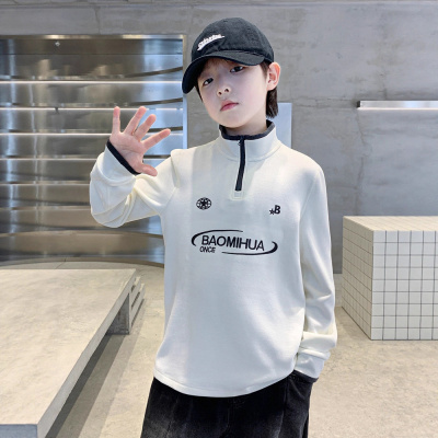 儿童装男童冬季德绒保暖打底衫新款男孩加绒卫衣中大童秋冬款