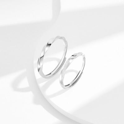 莫比乌斯s999足银情侣对戒小众设计男女款戒指一对生日礼物送女友送女朋友老婆情人节七夕生日礼物