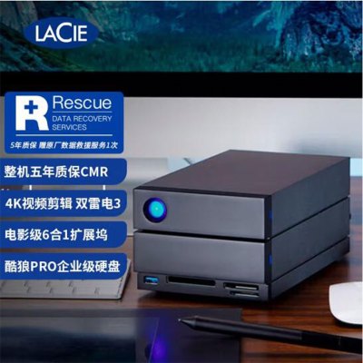 雷孜LaCie 40T Type-C/雷电3/4 CFE SD 企业级桌面移动硬盘 双2盘位磁盘阵列 2big Dock