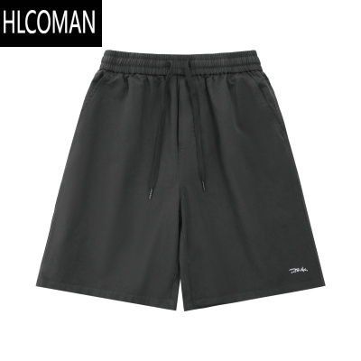 HLCOMAN270g日系复古夏季男士休闲刺绣工装短裤宽松运动五分裤子