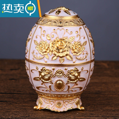 敬平欧式复古牙签筒手压自动式牙签盒创意礼品牙签座酒店多色可选 3脚金白玫瑰