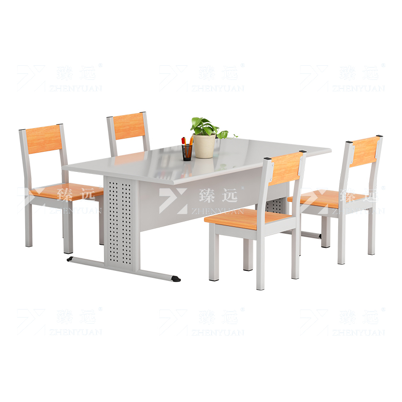 臻远ZY4052918 图书馆阅览桌阅览室桌椅组合 一桌四椅