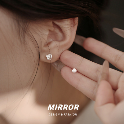 999纯银简约如意结耳钉女耳环耳饰韩国网红气质2025年学生送女朋友老婆情人节七夕生日礼物