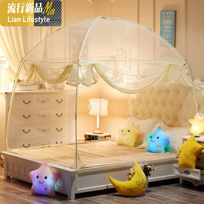 圆顶蒙古包蚊帐三开1.8m床拉链1.5米单人1.2学生宿舍双人家用 三维工匠