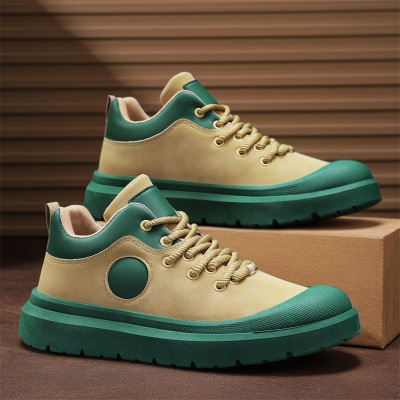 秋季新款拼色秋季新款透气轻便舒适轻休闲系带低帮靴男士马丁靴