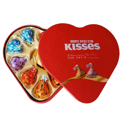 Hershey's好时巧克力10粒+1粒心形铁盒结婚喜糖成品礼盒装(默认红色心形盒发货)
