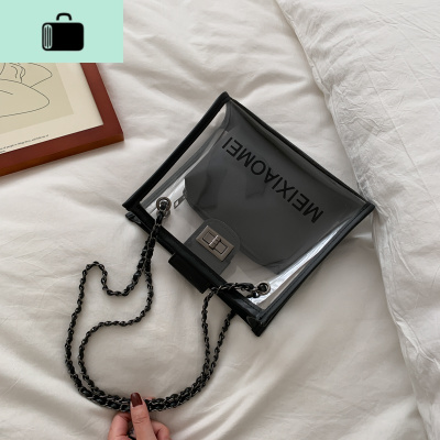 夏天透明小包包2020流行新款韩版时尚单肩斜挎包女百搭ins果冻包NEW LAKE女斜挎包