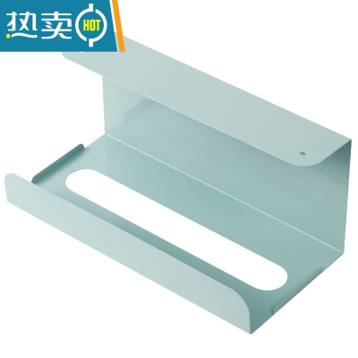 敬平厨房纸巾架免打孔铁艺用纸架 家用餐巾纸挂架橱柜门抽纸盒壁挂式 蓝色一个纸巾盒